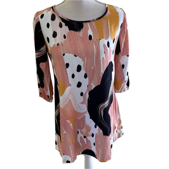 Anthropologie The Odells Mod Pink/Yellow Print Mini Shift Dress XXS - Picture 2 of 7